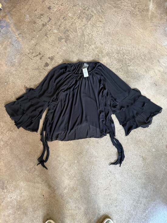 Torrid Tops - Torrid Black Chiffon Ruffle Long Sleeve Blouse Size 1X